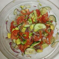 A picture of Cucumber Tomato Avocado Salad.