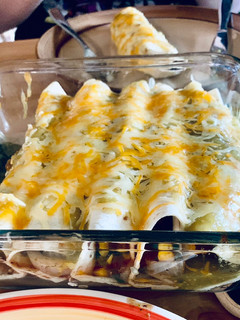 A picture of Salsa Verde Black Bean Enchiladas.