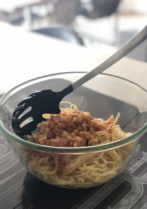 Una foto de Espaguetis aglio e olio