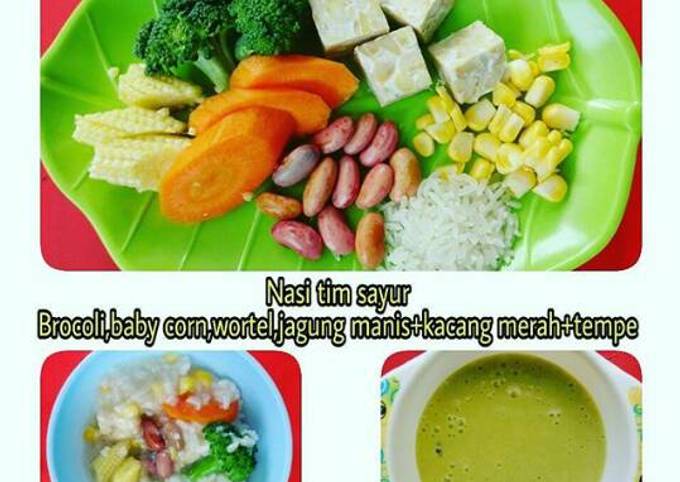 Resep Mpasi 7m Nasi Tim Sayur Tempe Oleh Mpasi Ghaisan Cookpad