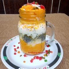 Mango rabdi falooda A picture of Mango rabdi falooda.