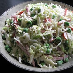 Ukrainian Cabbage, Peas & Sausage Salad A picture of Ukrainian Cabbage, Peas & Sausage Salad.