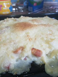 Una foto de Coliflor con bacon y queso gratinado