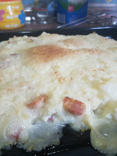Una foto de Coliflor con bacon y queso gratinado