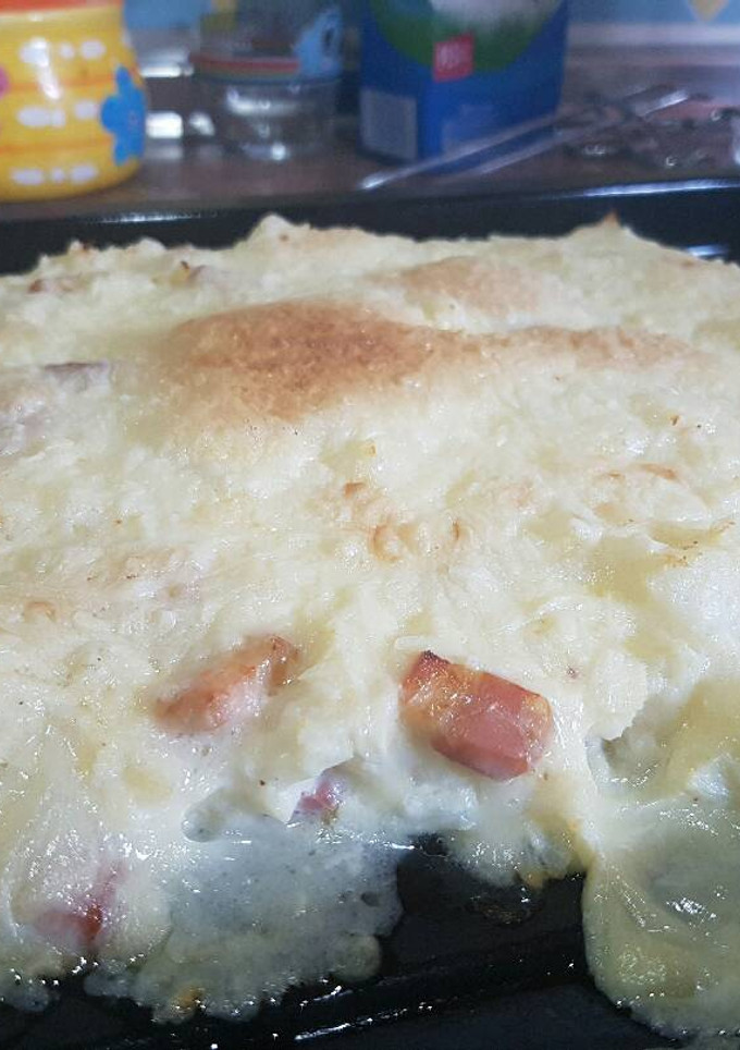 Una foto de Coliflor con bacon y queso gratinado