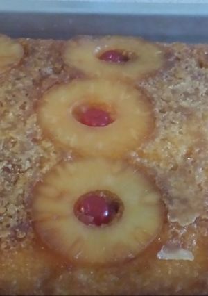 A picture of Pineapple upside down.