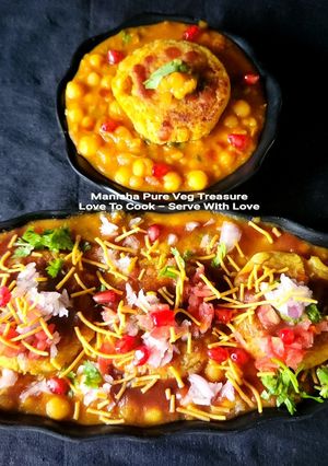 A picture of White Matar Ragda Aloo Patties Safed Vatana Ragda Aloo Patties White Peas Ragda Potato Patties.