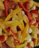 Pollo con papas y pimientos
