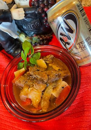 A picture of Vietnamese Beef Stew with Red Wine and Cream Soda.