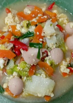 Foto resep Tumis sawi putih, wortel, telor sehat sederhana