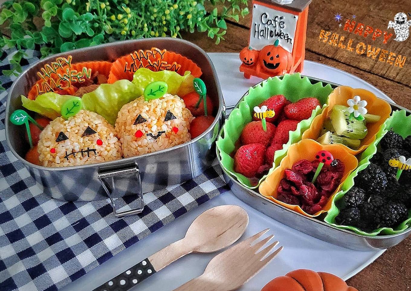Pumpkin onigiri Bento🍘