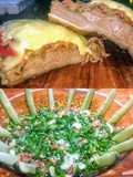Queperí relleno gratinado en dos quesos y tabuleh
