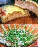 Queperí relleno gratinado en dos quesos y tabuleh