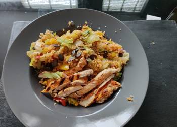 Fresh, Prepare Recipe Spicy chicken salad with couscous Delicious Nutritious
