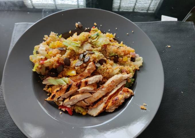 How to Make Speedy Spicy chicken salad with couscous