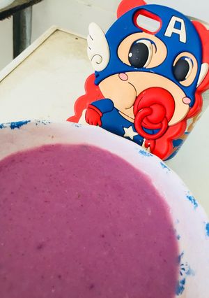 Hình của món Cháo thịt khoai tím.