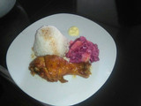 Pollo al horno con ensalada rusa
