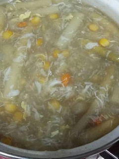 Foto resep Sup Telur Kepiting Asparagus + Jagung Manis