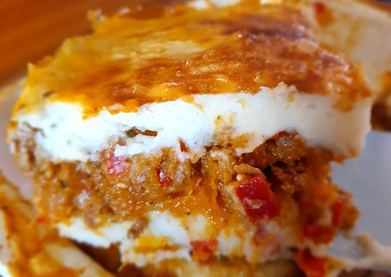 Pastel de papa, carne y calabacín