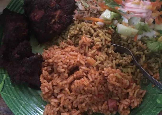 Jollof,coleslaw and grilled turkey