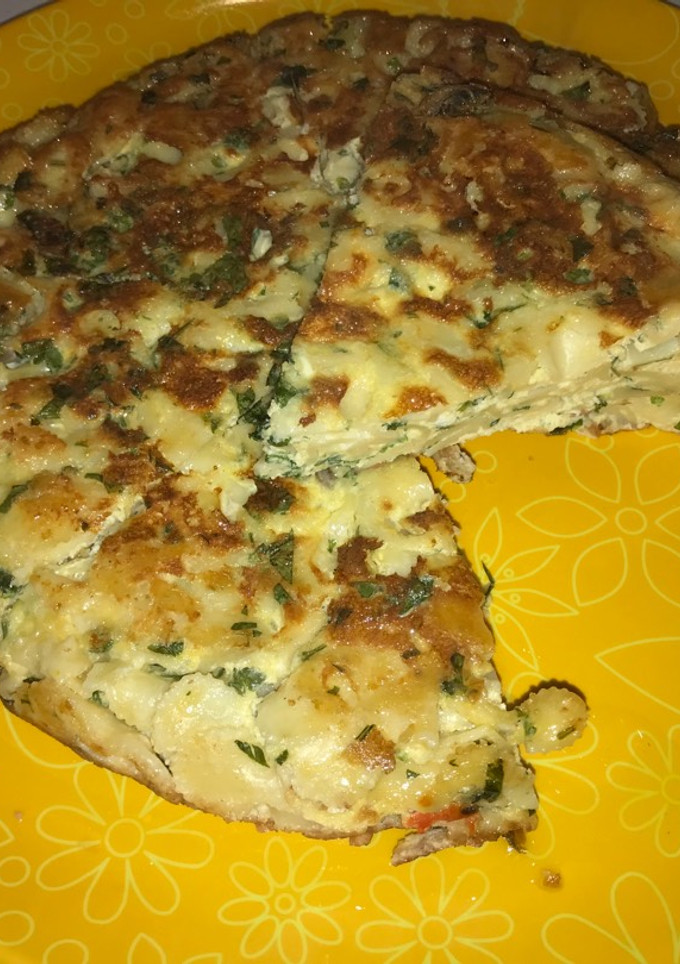 Una foto de Tortilla de fideos con perejil