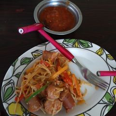 A picture of Smokie spaghetti.
