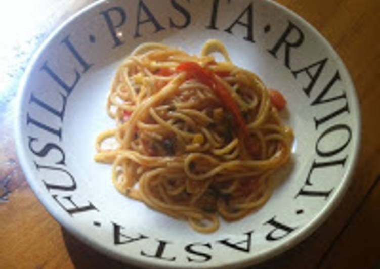 Spaghetti en salsa de vino rosado