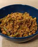 Cocina de aprovechamiento: ropa vieja de arroz integral con pollo asado y judías verdes
