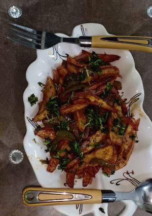 A picture of Yummy chilli potato.