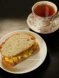 Cheesy Chilli Scrambled Egg sandwich with Darjeeling Tea