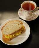 Cheesy Chilli Scrambled Egg sandwich with Darjeeling Tea