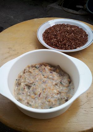 Foto resep Mpasi/bubur tim bayi beras merah,ati ayam kampung dan sayuran masak tanpa slowcooker