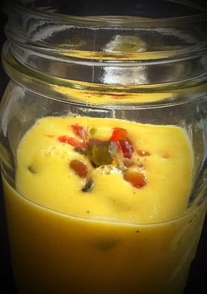 A picture of Mango lassi for summer hot days.