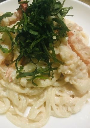 Hình của món Mì Udon sốt mentaiko.
