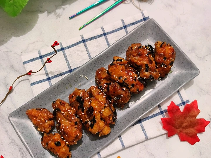 Cara Gampang Membikin Resep Korean honey butter fried chicken with seaweed and sesame yang Enak Banget Anti Ribet, Bikin Ngiler