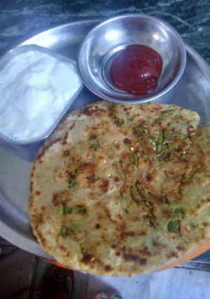 A picture of Stuff (row mix veg with cheese) paratha.