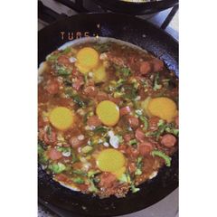 Shakshuka - Arab poached eggs A picture of Shakshuka - Arab poached eggs.