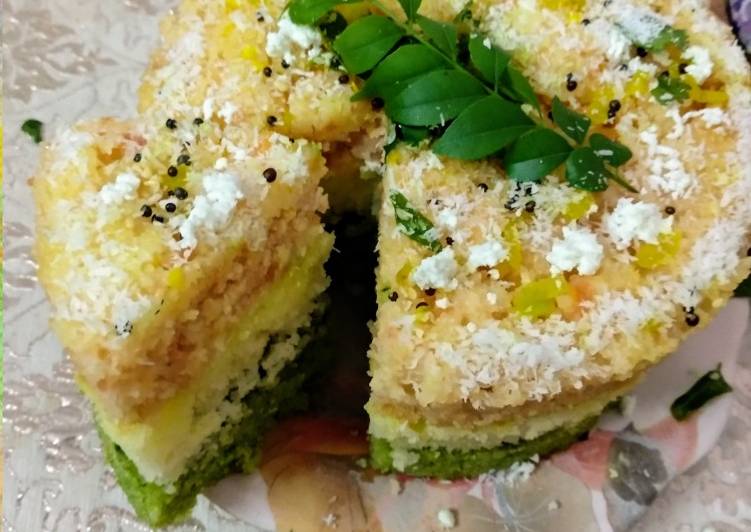 Steps to Prepare Any-night-of-the-week Suji ka khaman dhokla cake