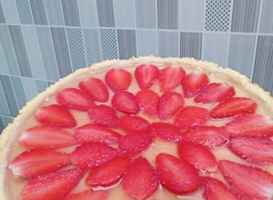 Foto resep 9. Pie susu teflon stroberi (takaran sendok)