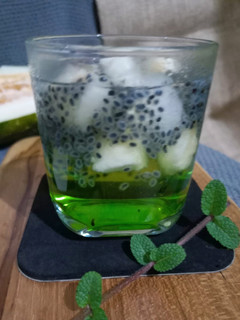 Foto resep Es Timun Selasih Nata de Coco Syrup Melon Momiera