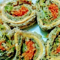 Pinwheel sandwiches / Tricolour sandwiches A picture of Pinwheel sandwiches / Tricolour sandwiches.