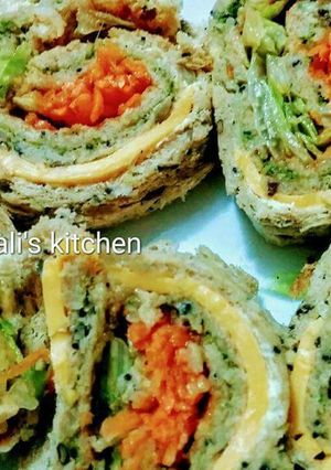A picture of Pinwheel sandwiches / Tricolour sandwiches.