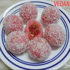 A picture of Rose Ladoos with Gulkand Stuffing.