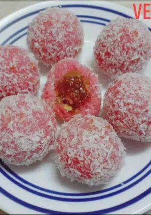 A picture of Rose Ladoos with Gulkand Stuffing.