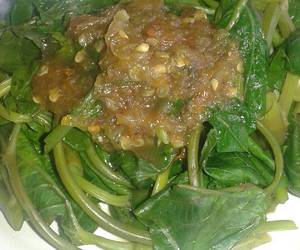 Resep mudah Rujak kangkung bumbu terasi Praktis Enak