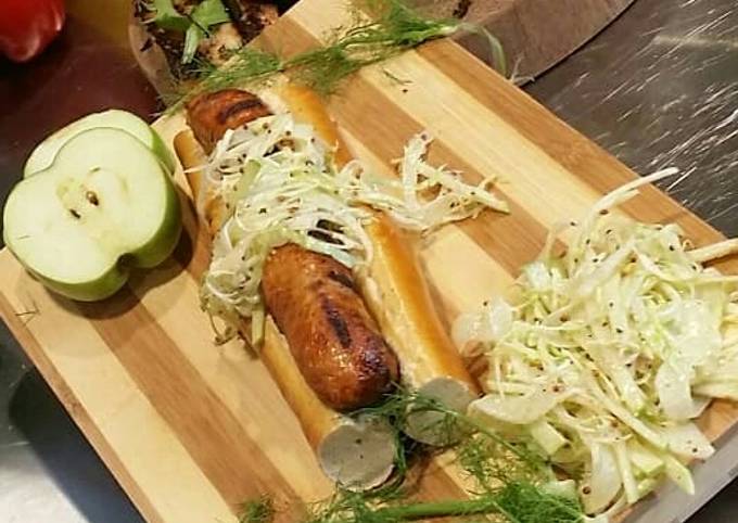 Simple Way to Make Wolfgang Puck Chicken an Gorgonzola Sausage w/ a Fennel Apple Mustard Slaw