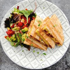 A picture of Scrambled egg and chorizo quesadillas.