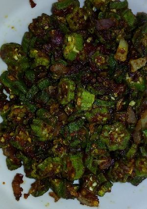 A picture of Okra dry fried #vegancontest.
