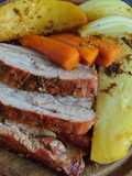 Carne de cerdo con verduras al horno 🥕🧅🥔