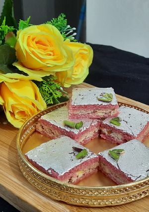 A picture of Layered Peanut Burfi.